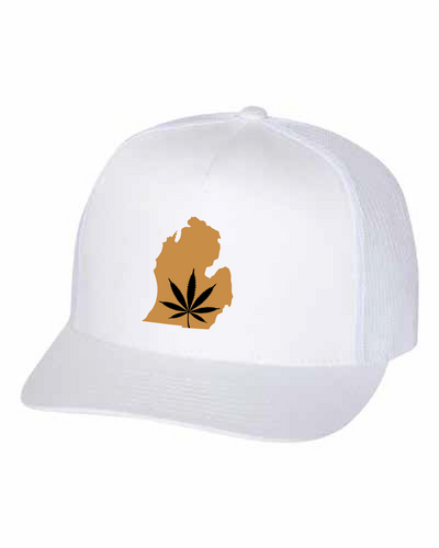 Golden Shores Michigan White Trucker Hat - Golden Shores Cannabis